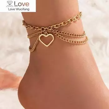 Zoshi Golden Foot Chain 3 Layers Ankles For Women Snake -Shaped Star Heart Cubot Foot Chains Beach Jewelry Summer Leg Chains