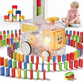 ZOZOFO Автоматический поезд домино 120p Domino Chip Детская игрушка Детская игрушка Подарок на день рождения Подарок племяннику Подарок на детский день/Подарок на день рождения для дома, игра в Корее