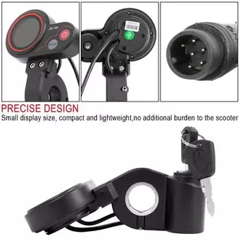 ZQ-100LCD дисплей счетчик пробега скорость регулируемый электрический скутер счетчик 6-контактный дисплей для приборной панели электроскутера с ключом чёрный