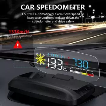 ZQKJ C5 OBD2 GPS HUD проектор автомобильный проекционный дисплей навигация температура воды расход топлива датчики автоматический цифровой спидометр