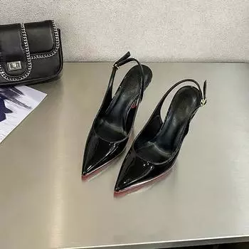 ZS222-1 red-soled high heels femininity thin heels sexy bridesmaids black pointed large size single shoes autumn and winter 34