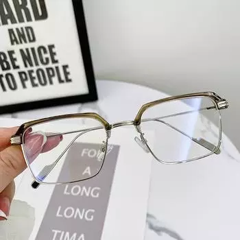 Zs52062 Large Square Frame Small Face Male Anti-Blue Light Eyebrow Glasses Frame No Degree Can Be Matched With Glasses