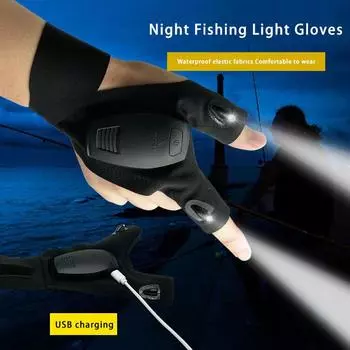 ZS-008 Ночь 2 шт. Легкие перчатки без пальцев Водонепроницаемые светодиодные перчатки для рыбалки Кемпинг Туризм Выживание Спасение Мульти-световой инструмент Открытый инструмент