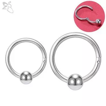 ZS 1 шт., круглое кольцо для носа из нержавеющей стали 316L, мужское, 16 г, перегородка, кликер, 8 мм/10 мм, панк-рок, ушная спираль, кольца для пирсинга, ювелирные изделия 1.2X8MM
