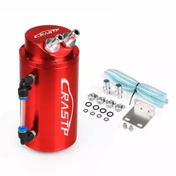 ZS Маслоуловитель, Алюминий, Цилиндрический тип, Алюминий, Шланг в комплекте, Универсальное использование, Для автомобилей, Мотоциклов (красный)