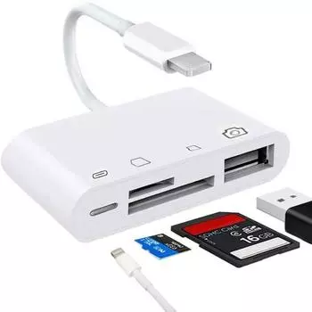 ZS-S1827 SD-карта 4 в 1 + TF-карта + 8-контактная зарядка + интерфейс USB к 8-контактному адаптеру для чтения камеры, поддержка всех систем iOS
