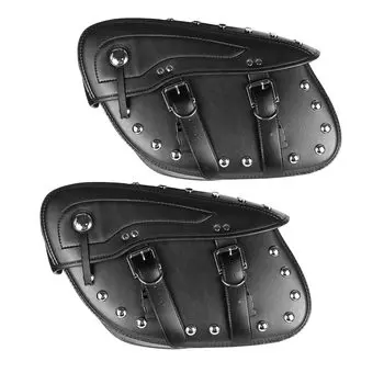 ZSADZS Motorcycle Waterproof PU Leather Saddle Bag Large Size 2 Pieces Nightside Luggage Tool Bag for Harley Prince Cruise Motorcycle