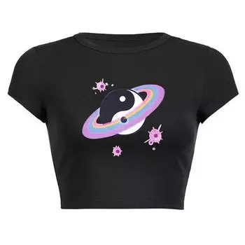 ZSIIBO фиолетовая футболка со звездным небом, красивая футболка с короткими рукавами, сексуальная тонкая короткая футболка в стиле ретро, модная трендовая короткая футболка в стиле панк, уличная одежда S фиолетовый