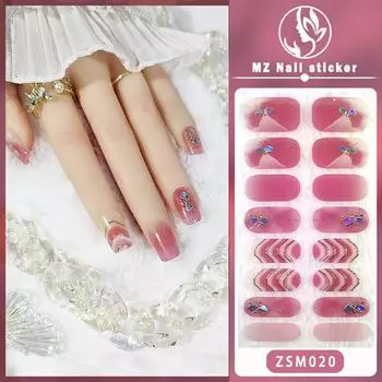 ZSM 16 пальцев трехмерная гелевая масляная пленка для ногтей сеть красная новая наклейка для ногтей темпераментный ветроводонепроницаемый прочный слой без уплотнения дизайн ногтей ZSM001