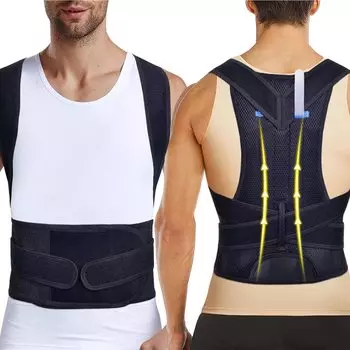 ZSZBACE Hunch Back Posture Posture Back Sweat Легко надевать и снимать Черный пояс, Поддержка, Пояс, Поддержка, Унисекс, S-XXL, Впитывающий, Воздухопроницаемый, Выкл.,