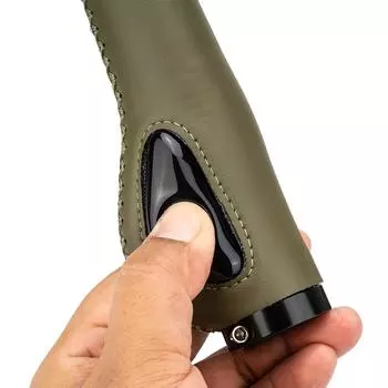 ZTTO Кожаные велосипедные ручки Велосипедные ручки Силиконовые велосипедные ручки с двойной фиксацией Противоскользящие концевые ручки руля коричневый