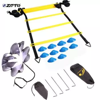 ZTTO Набор тренировочного оборудования для лестницы для скоростного футбола и ловкости с желобом сопротивления жёлтый