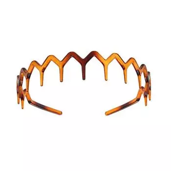 Зубчатая повязка на голову с зигзагообразным узором в форме зуба для мужчин и женщин в стиле 90-х годов, волнообразная повязка на голову с нескользящей ручкой, аксессуар для волос коричневый