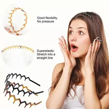 Зубчатая повязка на голову с зигзагообразным узором в форме зуба для мужчин и женщин в стиле 90-х годов, волнообразная повязка на голову с нескользящей ручкой, аксессуар для волос кофейный