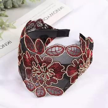 Зубчатая шпилька для фиксации волос Женская кружевная повязка на голову с широким краем седых волос 10cm красный