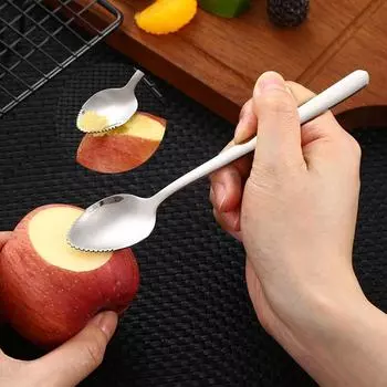 Зубчатый скребок для киви, манго, инструмент для фруктов, комбайн для детского питания, ложка для грейпфрута серебряный