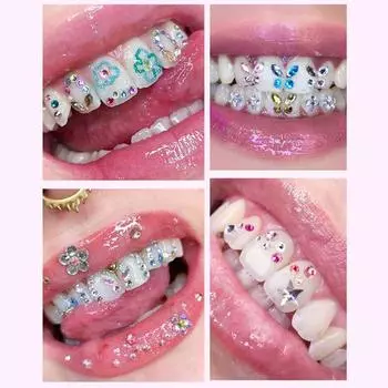 Зубная дрель Украшения для зубов Украшения с коробкой DIY Наклейки Драгоценные камни для зубов Красота Алмазные Зубные украшения Драгоценные камни для зубов Украшения as the picture