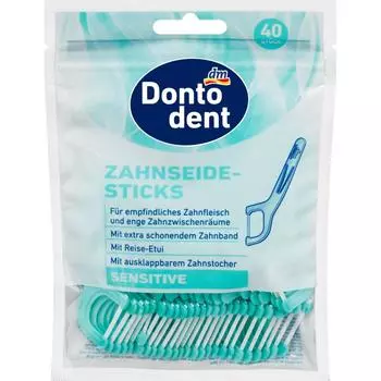 Зубная нить DM Dontodent Sensitive, 40 шт., включая футляр