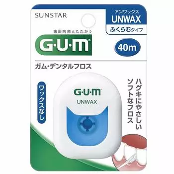 Зубная нить GUM 40м x 8 шт. [Оптовая закупка] (невощеный)