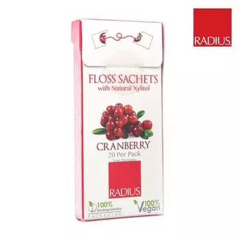 Зубная нить Radius Vegan с ксилитом, 20 шт., клюква, 20 шт.