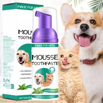 Зубная паста для кошек и собак, уменьшающая неприятный запах изо рта. Гигиена полости рта. Чистящие средства. Свежий запах.60мл One Size белый