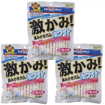 Зубная паста Doggyman Hayashi Whitedent Super Gum White для маленьких собак, набор из 30 штук по 3 штуки. Жуйте! белый