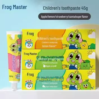 Зубная паста и зубная щетка Frog Prince без фтора для детей, с фруктовым вкусом, для детей от 3 до 12 лет, защита от кариеса и десен.