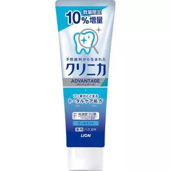 Зубная паста LION Clinica ADVANTAGE Cool Mint на 10% больше 143 г (Квази-лекарство) Профилактика кариеса. Нанесите необходимое количество пасты на зубную щетку и используйте.. Кавит