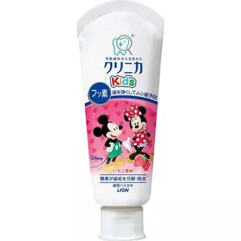 Зубная паста LION Clinica Kids со вкусом свежей клубники, 60 г (Квази-лекарство) Направления)Нанесите небольшое количество на зубную щетку и почистите ее.. ребенок
