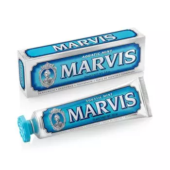 Зубная паста MARVIS Aquatic Mint со свежим прохладным мятным вкусом для ухода за полостью рта, произведено в Италии, 75 мл