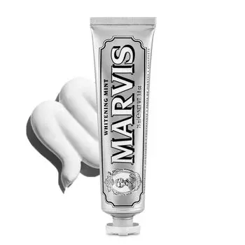 Зубная паста MARVIS White Mint с освежающим мятным вкусом для ухода за полостью рта, произведено в Италии, 75 мл белый