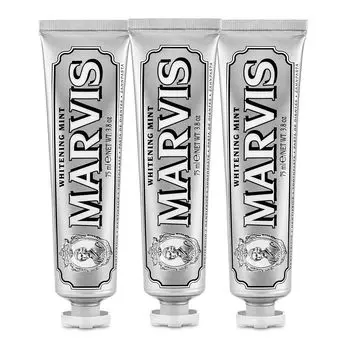 Зубная паста MARVIS White Mint с освежающим мятным вкусом для ухода за полостью рта, изготовлена в Италии, набор из 3 предметов белый