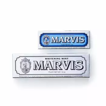 Зубная паста MARVIS White Mint x Aquatic Mint Value Set с освежающим мятным вкусом и прохладной мятой. Уход за полостью рта. Сделано в Италии. белый