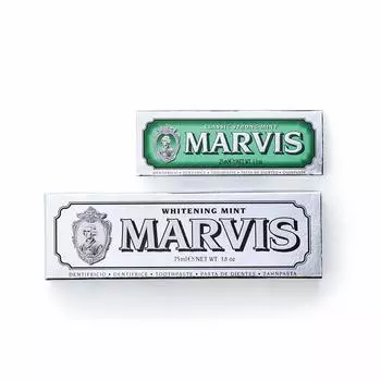 Зубная паста MARVIS White Mint x Classic Strong Mint Value Set с классическим крепким мятным вкусом и освежающим мятным ароматом.