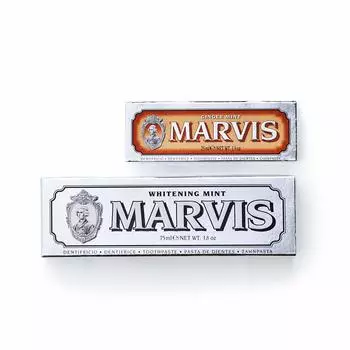 Зубная паста MARVIS White Mint x Ginger Mint Value Set с освежающим мятным вкусом и пряным имбирно-мятным вкусом. Уход за полостью рта. Сделано в Италии.