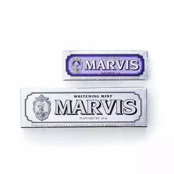 Зубная паста MARVIS White Mint x Jasmine Mint Value Set с освежающим мятным вкусом и великолепным ароматом. Уход за полостью рта с ароматом жасмина и мяты. Сделано в Италии.