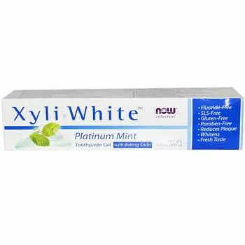 Зубная паста Now Foods Xyli White, гель, 181 г, без фтора (Платиновый монетный двор) [элемент]