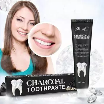 Зубная паста с активированным углем удаляет пятна на зубах, освежает, противоаллергически и укрепляет зубы, зубная паста с бамбуковым углем 100g