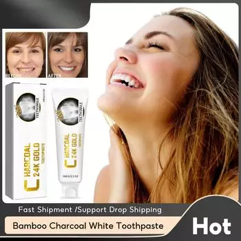 Зубная паста с бамбуковым углем, глубоко очищающая, удаляет пятна с зубов, запах изо рта, желтые зубы, осветляет, белая зубная паста для ухода за зубами, 100 г 1pc