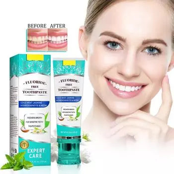 Зубная паста с мятой, отбеливающая зубная паста без фтора, освежает дыхание и борется с зубным налетом, подходит для чувствительных зубов, 120 г One Size белый