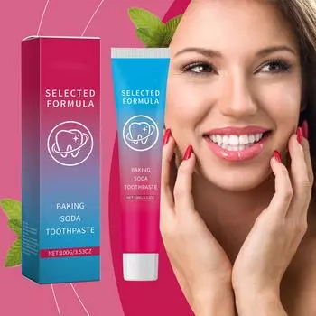 Зубная паста с пищевой содой 100 мл. Мятная свежесть. Чистка зубов. Зубная паста с улыбкой. Чистка зубов. One Size