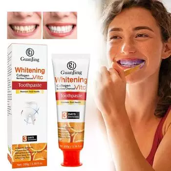 Зубная паста с витамином С. Очистка полости рта. Удаление пятен. Уход за полостью рта. Удаление пятен. Уход за полостью рта. Отбеливание зубов. 100g