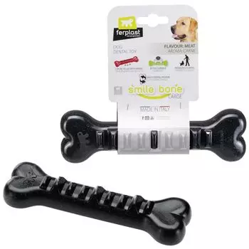 Зубная паста Smilebone L Black Dental Dog Toy, произведенная в Италии компанией Ferplast чёрный