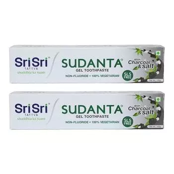 Зубная паста Sri Sri TATTVA shuddhta ka naam Sudanta Herbal Gel — полностью натуральная, без SLS, соли и многого другого — 100 г (Упаковка из 2 шт.), для детей и взрослых