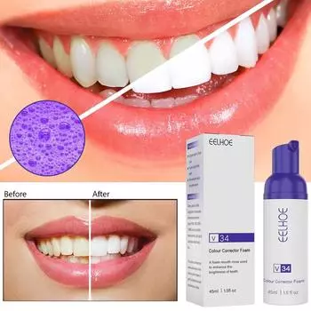 Зубная паста V34 Foam Whitening очищает зубной камень, желтые пятна, пятна, освежает дыхание и отбеливает зубы