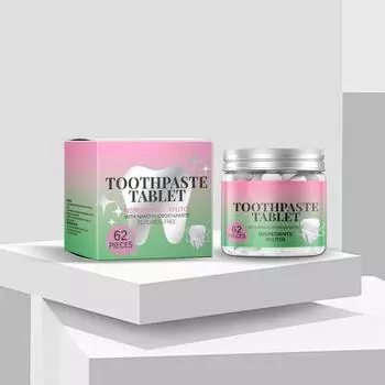 Зубная паста в таблетках | Жевательные таблетки зубной пасты для свежего дыхания | Без фтора | Зубная паста с наногидроксиапатитом | 62 таблетки One Size розовый