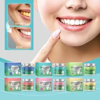 Зубная паста в таблетках | Жевательные таблетки зубной пасты для свежего дыхания | Без фтора | Зубная паста с наногидроксиапатитом | 62 таблетки One Size синий