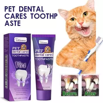 Зубная паста Yegbong Pet V34 для животных, очищающая ротовую полость, зубной камень, пятно, уход за деснами 60g