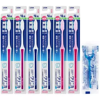 Зубная щетка Clinica Advantage Обычная мягкая тонкая зубная щетка Набор из 6 штук, нельзя использовать зубную нить, в комплект не входит 4 ряда (Выбранные цвета) + Y-образный