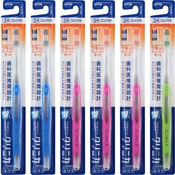 Зубная щетка Clinica плоская срез 3 ряда обычная 6 шт. в упаковке